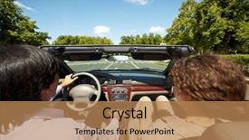  Presentation with role play woman and man - Beautiful presentation theme featuring top cars - man and woman ride backdrop and a coral colored foreground