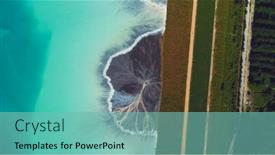  Presentation with water poluttion - Presentation theme featuring top-down-aerial-view-over background and a seafoam green colored foreground