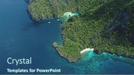  Presentation with philippines - Slide deck enhanced with top-down-green-mountainous-island background and a ocean colored foreground