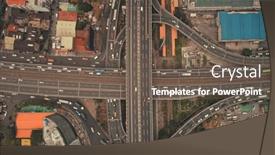  Presentation with traffic road - Audience pleasing PPT layouts consisting of top-down-of-downtown-traffic backdrop and a tawny brown colored foreground