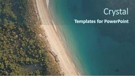  Presentation with sand ocean - PPT theme featuring top-down-of-tropical-landscape background and a ocean colored foreground