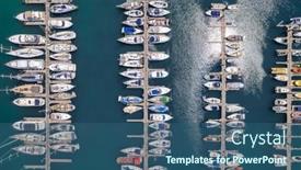  Presentation with aerial - PPT theme consisting of top-down-view-of-docked background and a ocean colored foreground