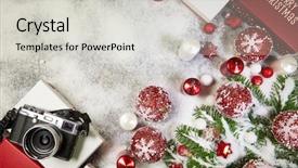  Presentation with camera - Colorful theme enhanced with top down view old camera backdrop and a light gray colored foreground