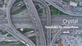  Presentation with traffic road - Beautiful theme featuring top-down-view-overpass-road backdrop and a gray colored foreground
