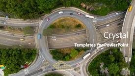  Presentation with roundabout - Beautiful slide set featuring top-down-view backdrop and a coral colored foreground