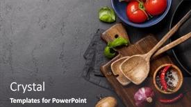  Presentation with utensils - Slide deck enhanced with top-down-view background and a dark gray colored foreground