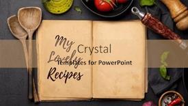  Presentation with cookbook - Presentation featuring top-down-view background and a coral colored foreground
