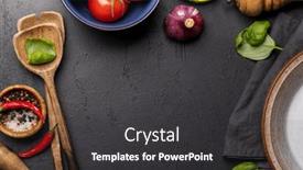  Presentation with utensils - Presentation design consisting of top-down-view background and a dark gray colored foreground