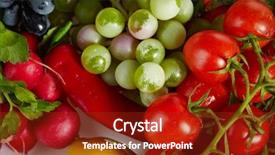  Presentation with foods - Theme featuring top full of fresh vegetable background and a tawny brown colored foreground