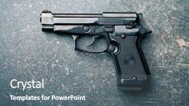  Presentation with gun - Amazing PPT layouts having top gun - black handgun on old crackle backdrop and a gray colored foreground