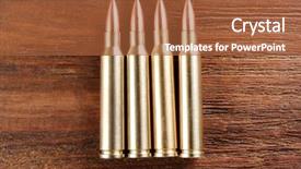  Presentation with gun - Amazing PPT theme having top gun - bullets on wooden background backdrop and a red colored foreground