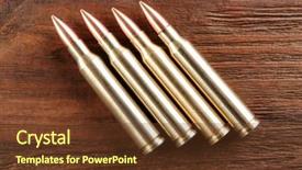  Presentation with gun - PPT theme featuring top gun - bullets on wooden background background and a tawny brown colored foreground