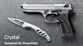  Presentation with old - Slide deck consisting of top gun - handgun and knife on old background and a gray colored foreground