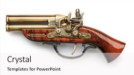  Presentation with black white vintage art - Presentation enhanced with top gun - vintage decorative pistol isolated background and a white colored foreground