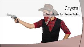  Presentation with cowboy - Cool new slide deck with top gun - young cowboy isolated on white backdrop and a white colored foreground
