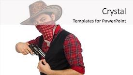  Presentation with cowboy - Slides featuring top gun - young cowboy isolated on white background and a white colored foreground