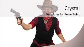  Presentation with cowboy - Presentation theme having top gun - young cowboy isolated on white background and a light gray colored foreground