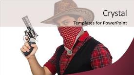  Presentation with cowboy - PPT theme featuring top gun - young cowboy isolated on white background and a lemonade colored foreground