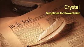  Presentation with united states constitution - Presentation theme featuring top half and quill pen background and a tawny brown colored foreground