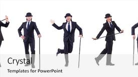  Presentation with vintage - Colorful presentation theme enhanced with top hat - man in vintage concept backdrop and a white colored foreground