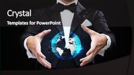  Presentation with performance - Beautiful PPT layouts featuring top hat showing globe backdrop and a dark gray colored foreground