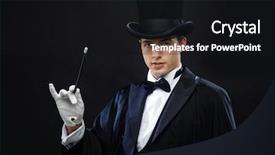  Presentation with magic wand - Beautiful PPT layouts featuring performance circus show concept - magician backdrop and a black colored foreground