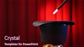  Presentation with magic wand - Beautiful PPT theme featuring top hat with the magic backdrop and a wine colored foreground