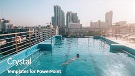  Presentation with swimming pool - PPT theme with top infinity pool in bangkok background and a teal colored foreground