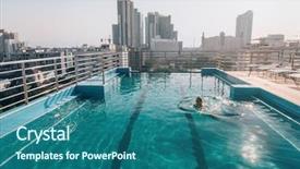  Presentation with infinity - Colorful slide set enhanced with top infinity pool in bangkok backdrop and a ocean colored foreground