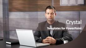  Presentation with elegant - Presentation featuring top manager meditating in elegant background and a gray colored foreground