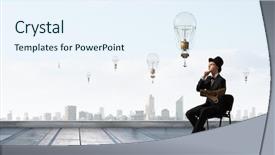  Presentation with cylinder - PPT layouts consisting of top mind - businessman in cylinder reading book background and a sky blue colored foreground