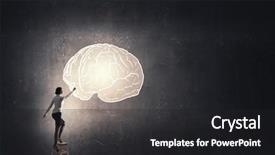  Presentation with mind - PPT layouts enhanced with top mind - businesswoman standing on chair background and a dark gray colored foreground