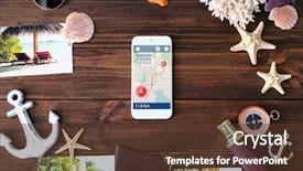  Presentation with application - Audience pleasing PPT layouts consisting of navigational maps - modern technology and tourism concept backdrop and a tawny brown colored foreground