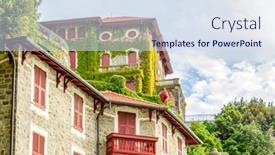  Presentation with house building - Cool new PPT theme with top-of-a-house backdrop and a sky blue colored foreground