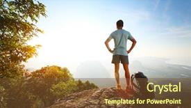  Presentation with mountain hiking - Amazing slide deck having wheat bread with sunflower seeds backdrop and a coral colored foreground