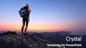  Presentation with hiking mountain - PPT theme with top of a mountain background and a wine colored foreground