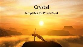  Presentation with mountain top - Presentation theme enhanced with top of a mountain background and a blonde colored foreground