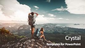  Presentation with mountain top - Presentation enhanced with top of a mountain background and a tawny brown colored foreground