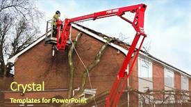  Presentation with cherry - Cool new presentation theme with top of a residential house backdrop and a tawny brown colored foreground