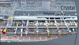  Presentation with industrial piping - Colorful presentation enhanced with cannabis leaf on chalkboard backdrop and a ocean colored foreground
