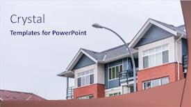  Presentation with windows - Presentation featuring top of an apartment building with nice windows background and a sky blue colored foreground