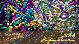  Presentation with colorful mardi gras - PPT theme having top of beads holiday theme background and a tawny brown colored foreground