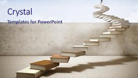  Presentation with books - Slide deck featuring top of books stair background and a sky blue colored foreground