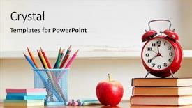  Presentation with school kids reading books - Colorful presentation enhanced with clock on top of book backdrop and a light gray colored foreground