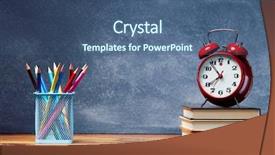  Presentation with back school - Presentation design having top of books with school background and a ocean colored foreground