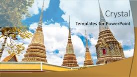  Presentation with buddhism - Audience pleasing presentation theme consisting of top-of-buddhism-temple backdrop and a light blue colored foreground