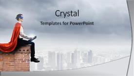  Presentation with man on top of mountain - PPT theme having top of building and reading background and a light blue colored foreground