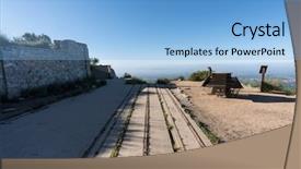  Presentation with people of los angeles - Colorful presentation theme enhanced with inclination - historic incline railroad ruins backdrop and a light blue colored foreground