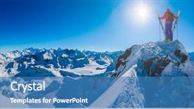  Presentation with man on top of mountain - Presentation theme enhanced with top of mont fort background and a teal colored foreground