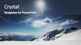  Presentation with ice mountain - PPT theme featuring top of mountains background and a ocean colored foreground